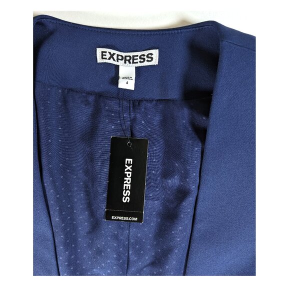 EXPRESS Cropped 3/4 Sleeve No Button Stretch Blazer Jacket Sz 4 Navy Blue NWT - Picture 8 of 8